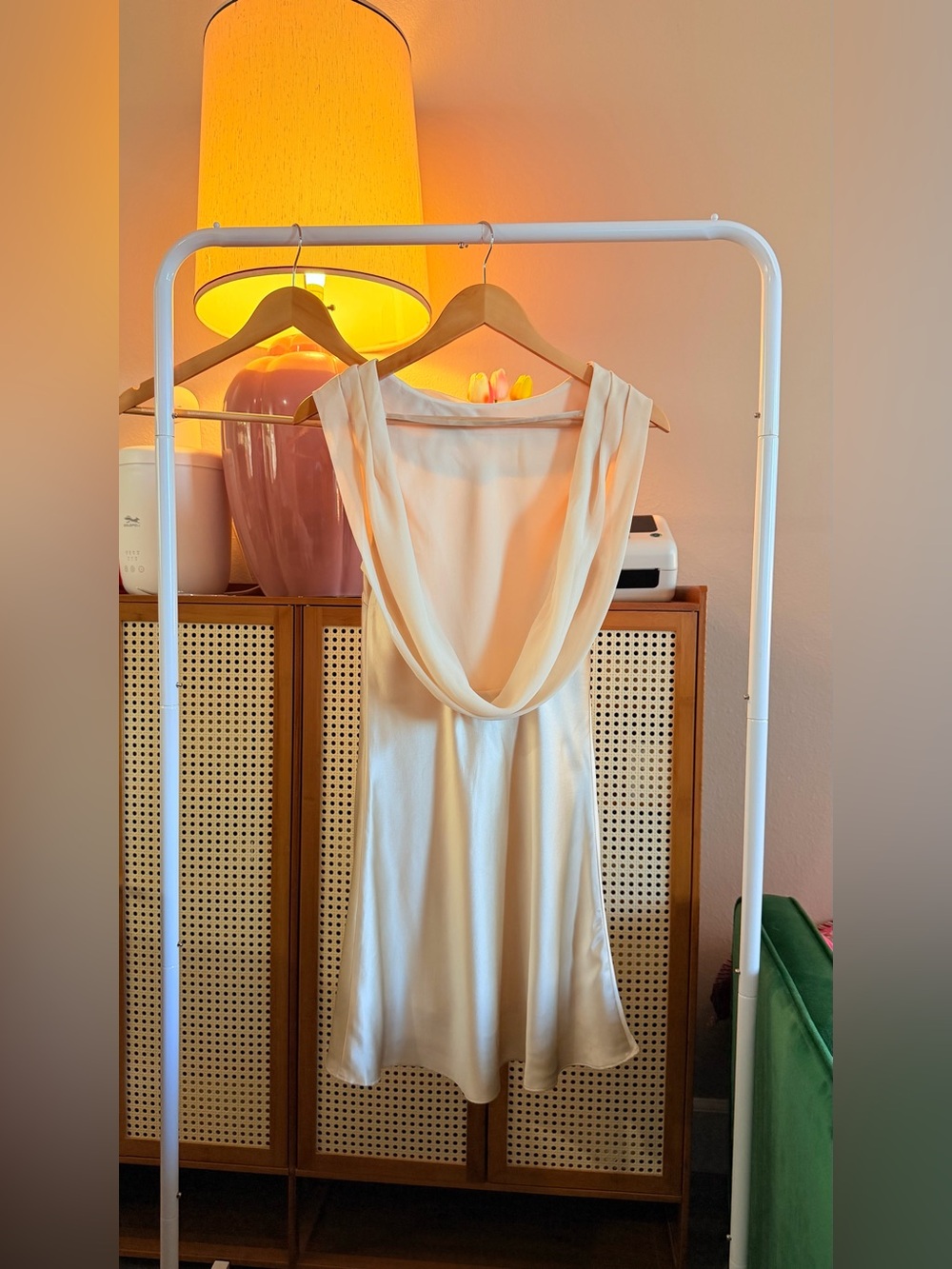 Reformation Jonelle Silk Dress In Almond, NWOT, NEVER WORN, NO FLAWS. - Picture 10 of 16